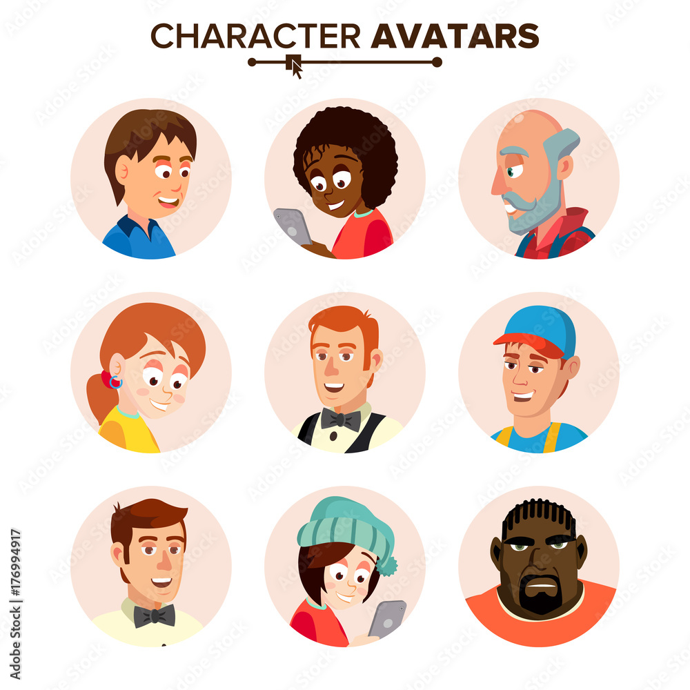 People Characters Avatars Set Vector. Cartoon Flat Isolated Illustration People Characters Avatars Set Vector. Cartoon Flat Isolated Illustration