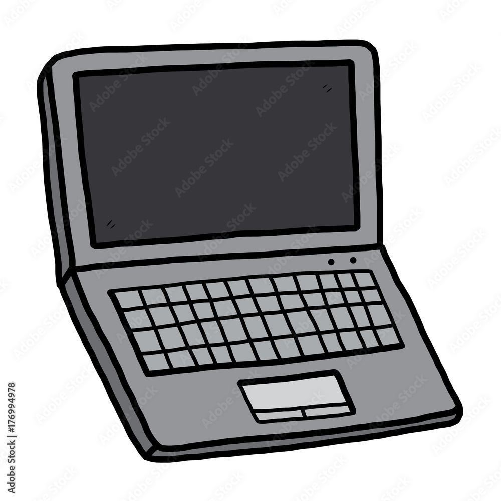 computer notebook / cartoon vector and illustration, hand drawn style, isolated on white background. computer notebook / cartoon vector and illustration, hand drawn style, isolated on white background.