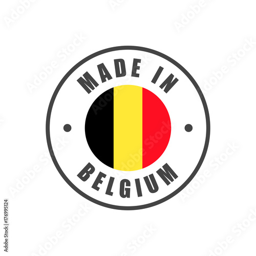 "Made in Belgium" badge with Belgian flag