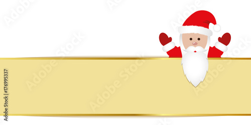 weihnachtsmann freut sich goldenes band banner