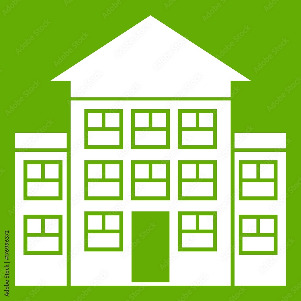 Bank building icon green Bank building icon green