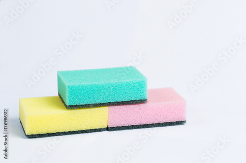 sponges for dishwashing isolated on a white background