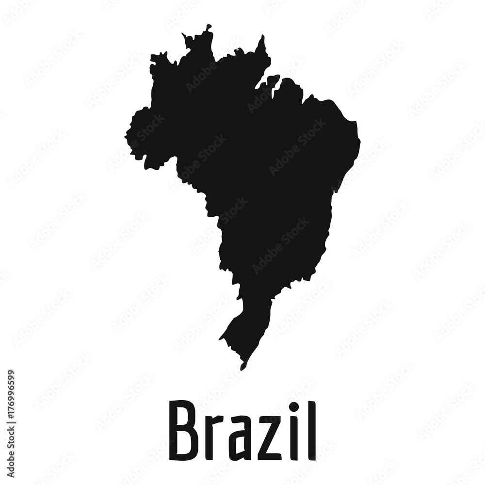 Brazil map in black vector simple
