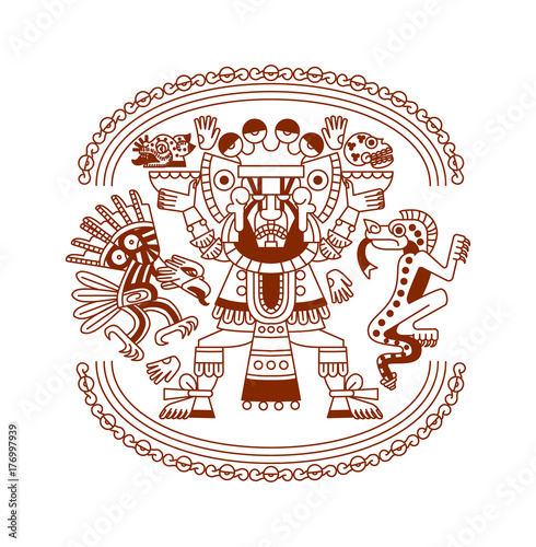 Vector illustration aztec cacao pattern for chocolate package design.