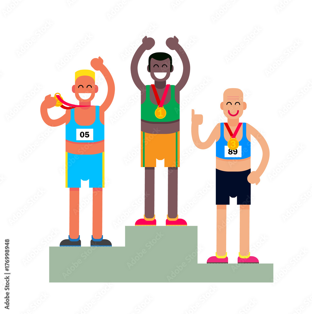 Sport theme poster with runner cartoon character. Vector illustration.  Stock Vector | Adobe Stock
