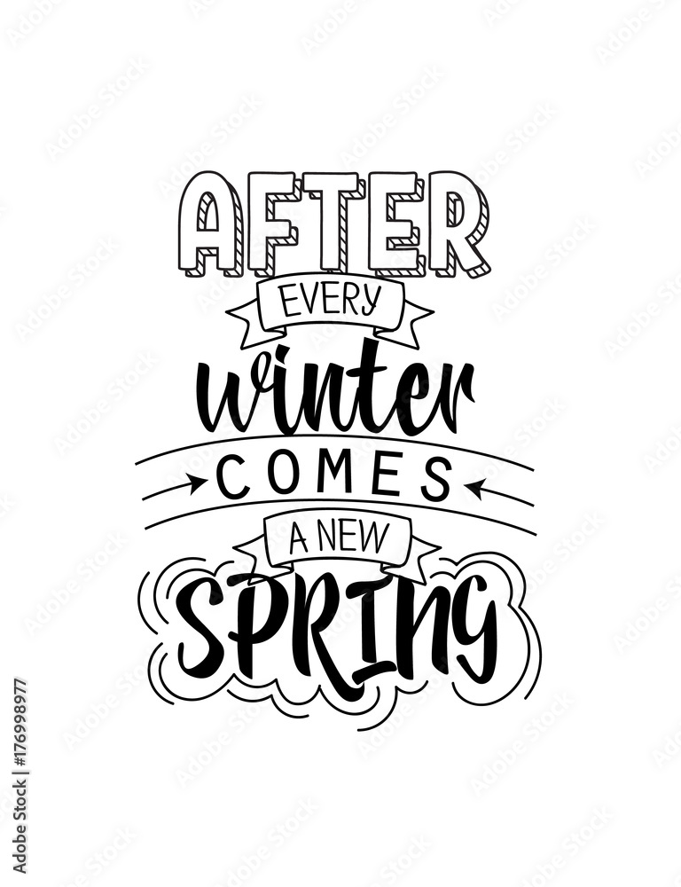 Lettering poster for spring season. Vector illustration.