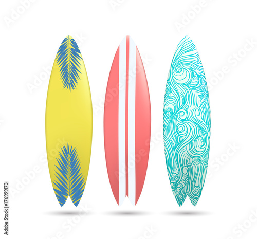 Vector illustration surfboard design collection.