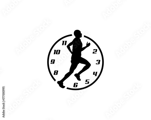 Run icon, rush hour, clock
