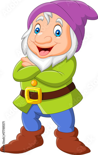 Cartoon happy dwarf isolated on white background