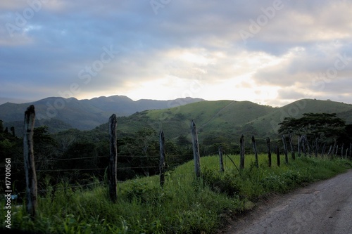 Mountain road with fence in Sucre  Venezuela