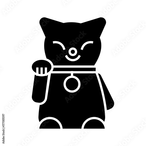 maneki neko icon, illustration, vector sign on isolated background