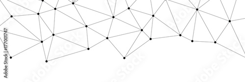 Neural networks conception for web-site header. Technology concept slide for business presentation from black points of connection lines on white background. IT-development conception