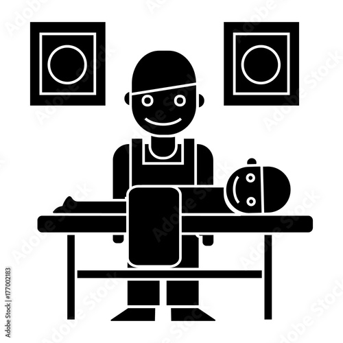 masseur - chiropractor icon, illustration, vector sign on isolated background