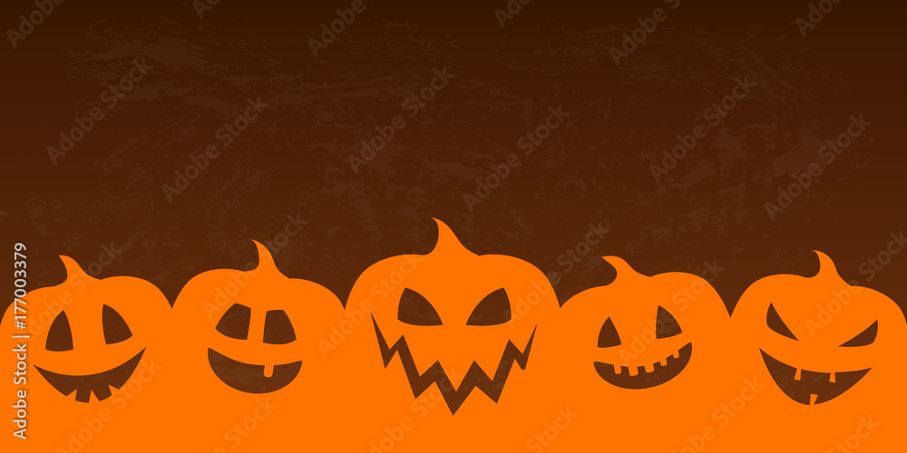 Halloween banner with scary pumpkins and copyspace. Vector.