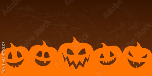 Halloween banner with scary pumpkins and copyspace. Vector.