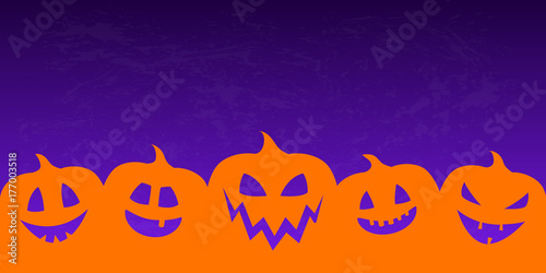 Halloween banner with scary pumpkins and copyspace. Vector.