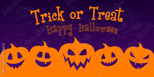 Happy Halloween - banner with wishes and scary lanterns. Vector.