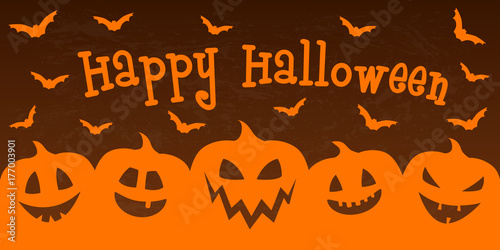 Happy Halloween - banner with wishes and scary lanterns. Vector.