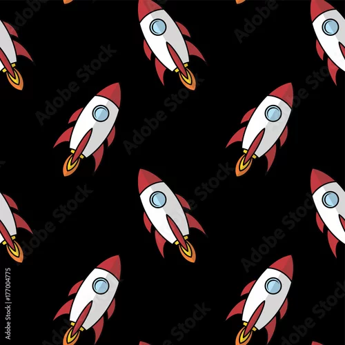 Tapety statek kosmiczny rakieta transfer kreskówka bez szwu deseń sztuki wektorowej