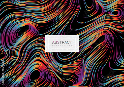 Abstract background with curled linear rainbow pattern