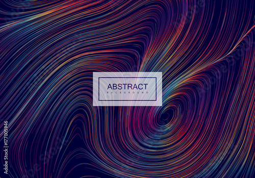 Abstract artistic rainbow background with curled lines.