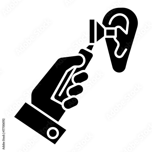 otoscope ear - ent - otolaryngologist - doctor icon, illustration, vector sign on isolated background