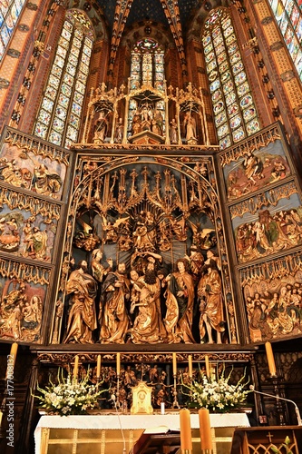 ポーランド　マリア教会　クラクフ旧市街　世界遺産　Poland St. Mary's Basilica Kraków old town World Heritage kościół Mariacki Polska