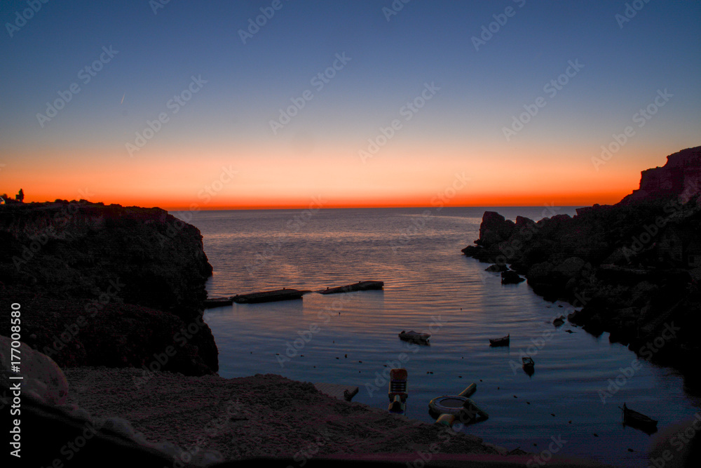 Obraz premium Sunset in Popeye Village, Malta