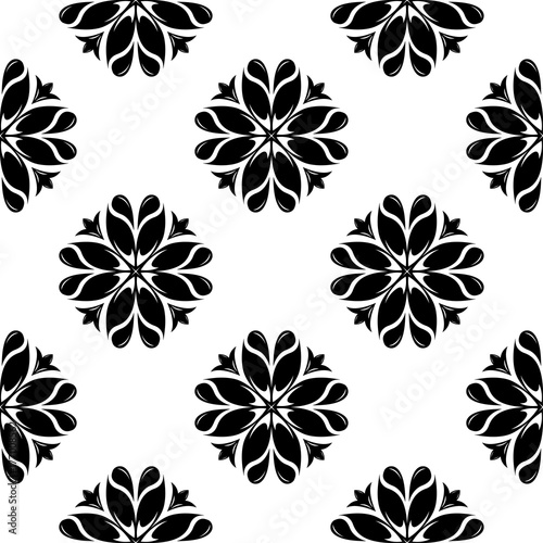 Black and white floral seamless pattern