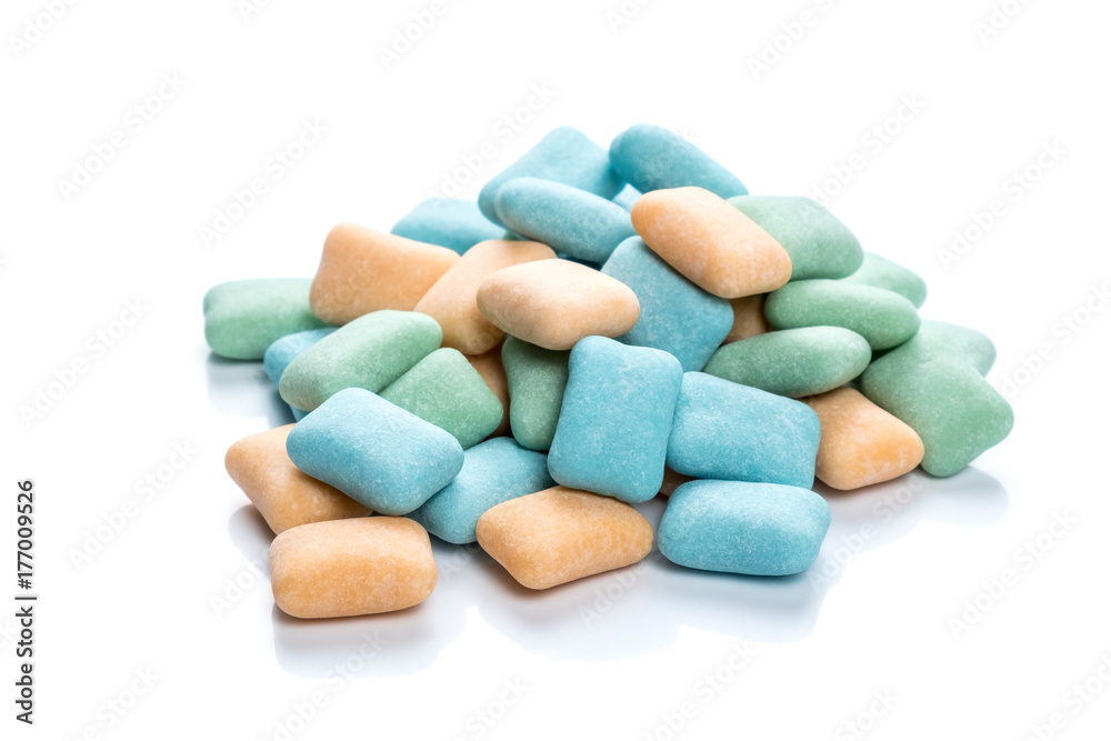 Close up chewing gum isolated Close up chewing gum isolated