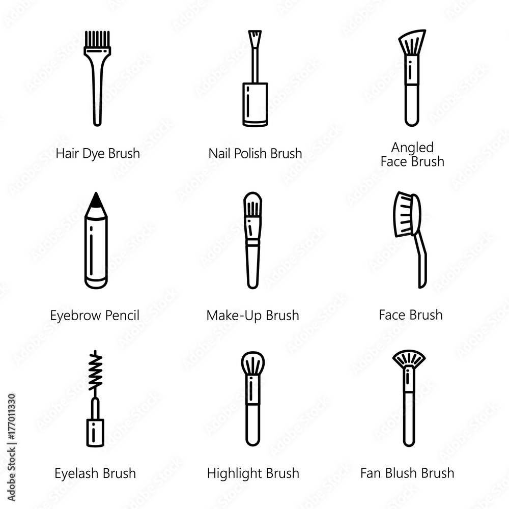 Fotografie Makeup brushes icon collection