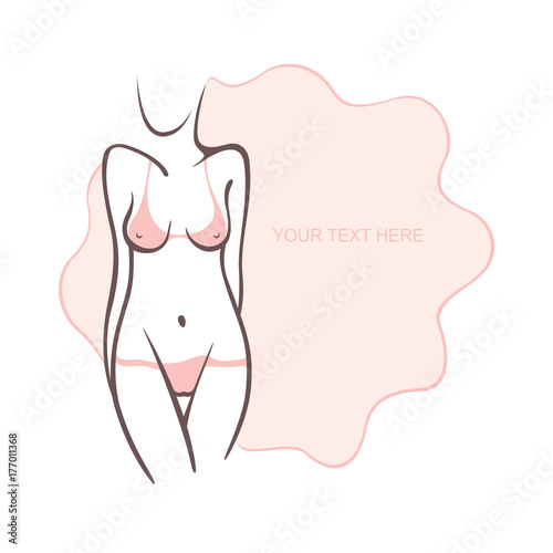 Sexy fitness figure of a girl in the evening dress. Intimate sexy lady, model in a pose. Lovely elastic ass bikini zone. Drawn graphics for design, background