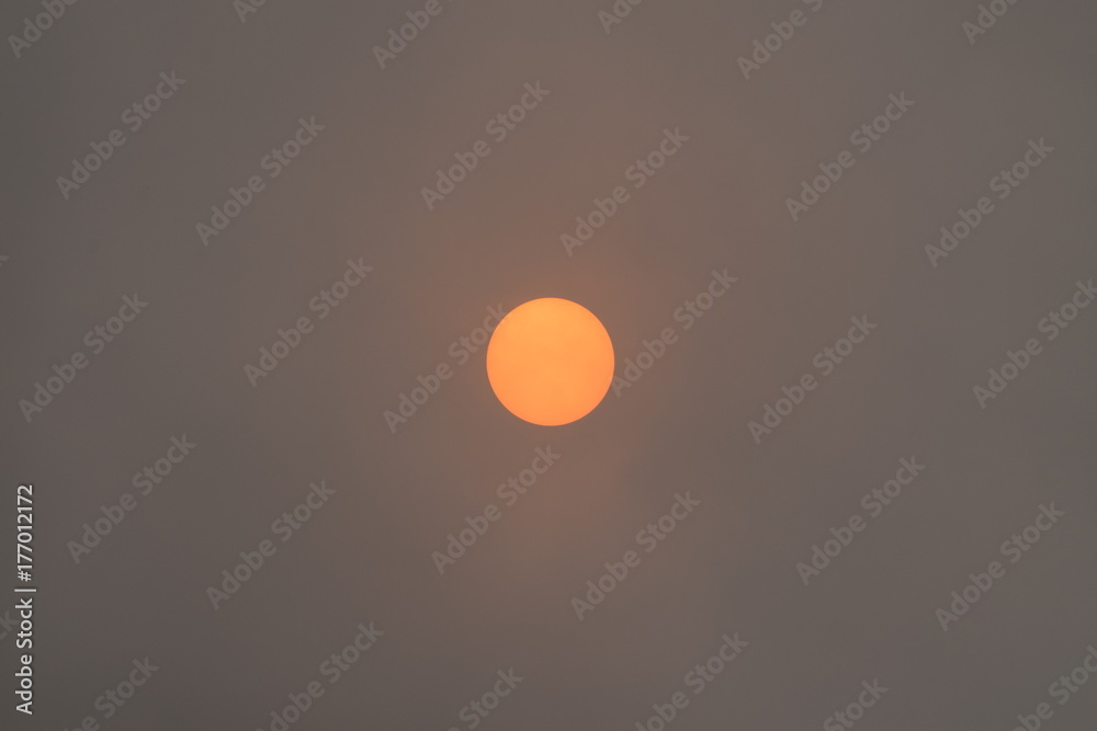 Red sun weather phenomenon due to hurricane ophelia sahara sand