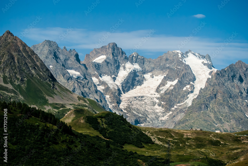 View of the mountain in the alps in summer, France