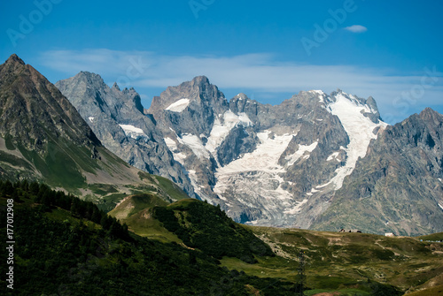 View of the mountain in the alps in summer, France