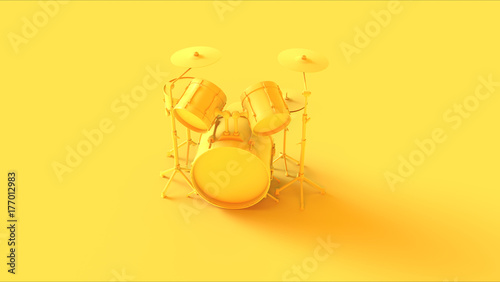 Yellow drum kit on a yellow background
