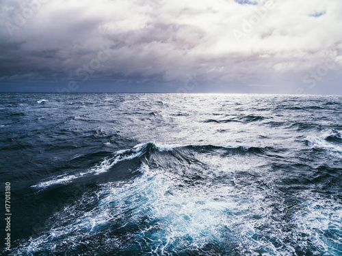 Rough sea waves in storm photo