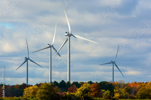 Industrial Wind Turbines with Fall Foliage 3