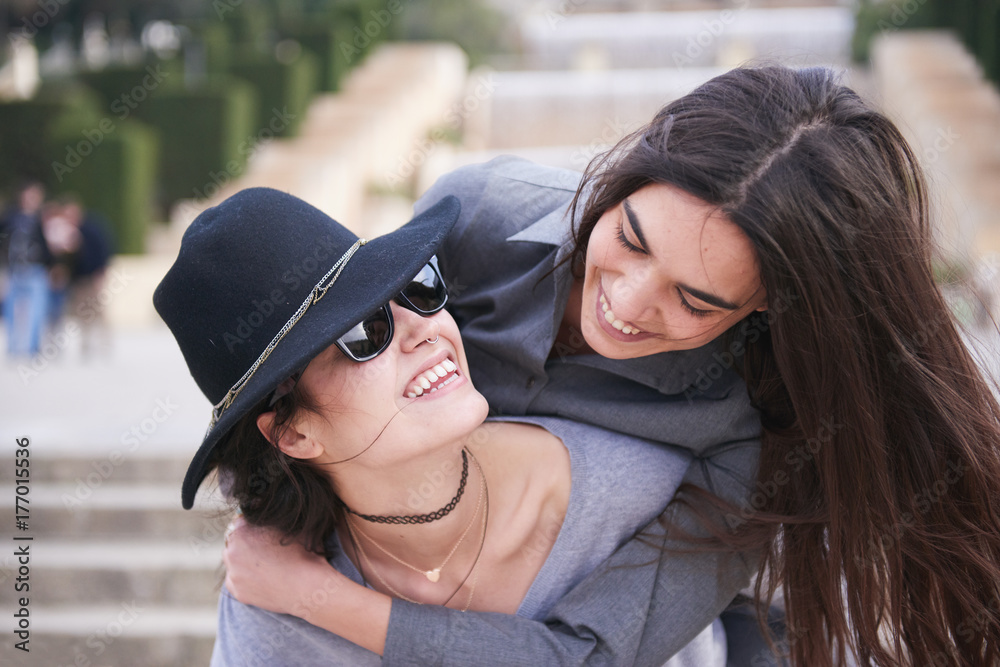 happy women in Barcelona happy women in Barcelona