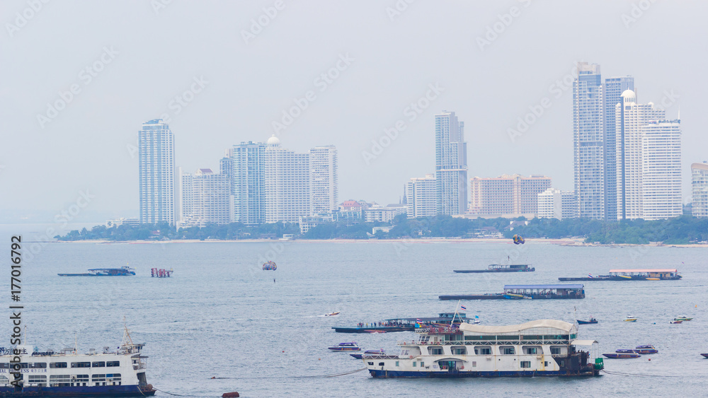 boats in the sea of pattaya city