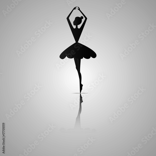Silhouette of the ballerina on a white background, vector. Ballet, dance.