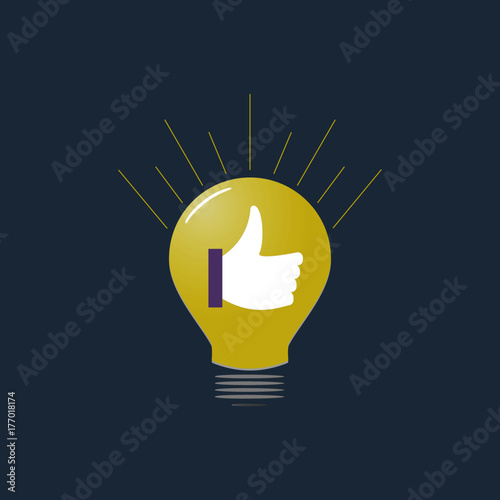 Light bulb with rays shine. Energy and idea symbol. Vector illustration.