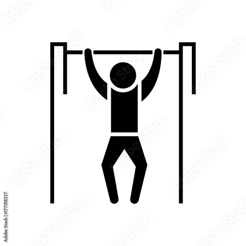 Pull-up - workout - street Exercise icon, illustration, vector sign on isolated background