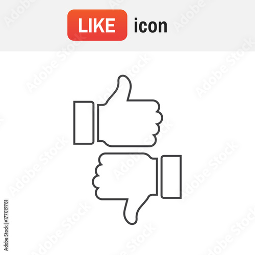 icon up thumbs. Like and dislike icon, flat design vector photo