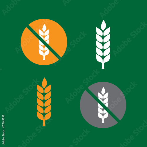 free gluten celiac. Wheat yellow gluten free grain icon vector