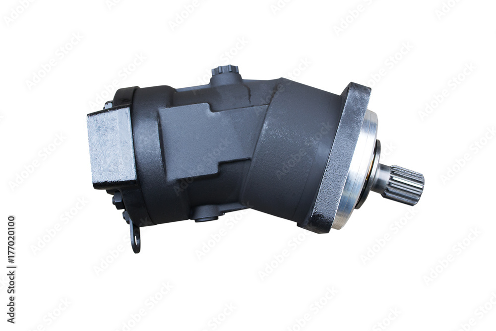 Axial hydraulic motor isolated on white background Axial hydraulic motor isolated on white background