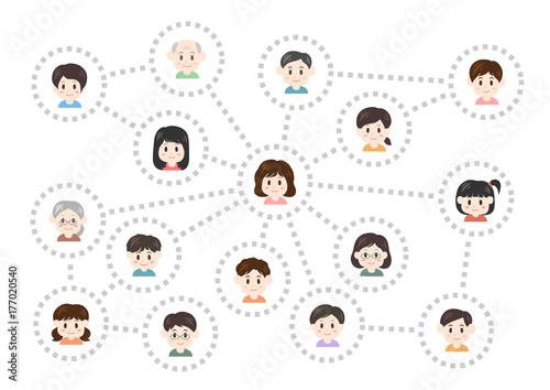 人間関係 ネットワーク イラスト 女性中心 Stock Vector Adobe Stock