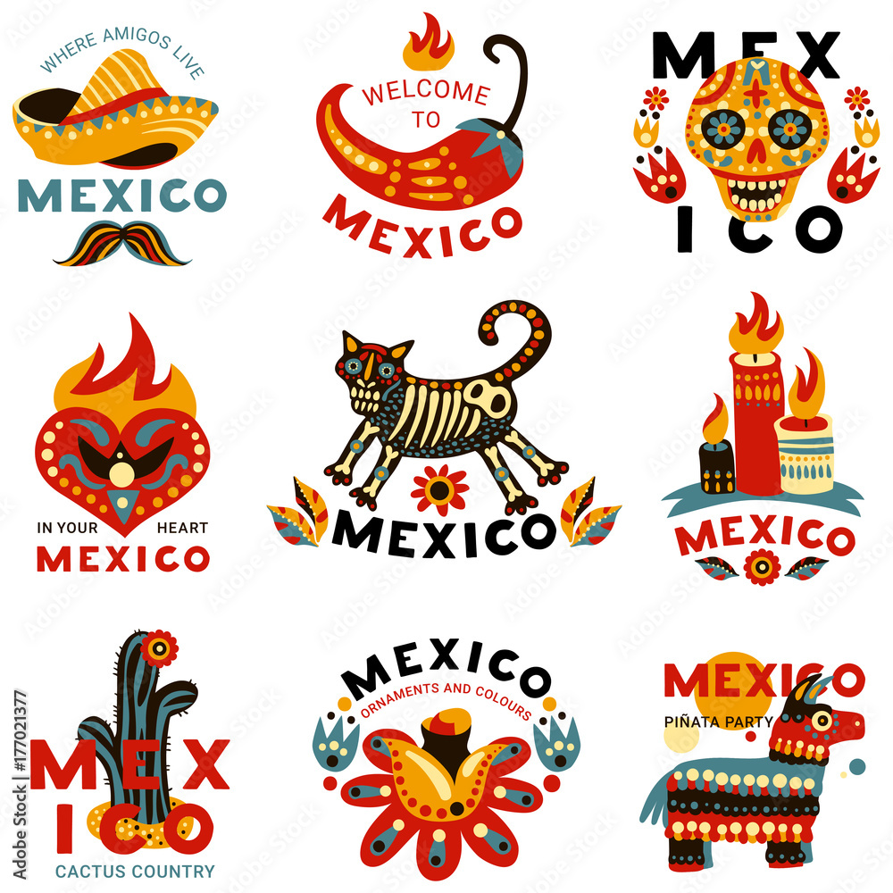 Dead Day Mexico Icons Set Dead Day Mexico Icons Set