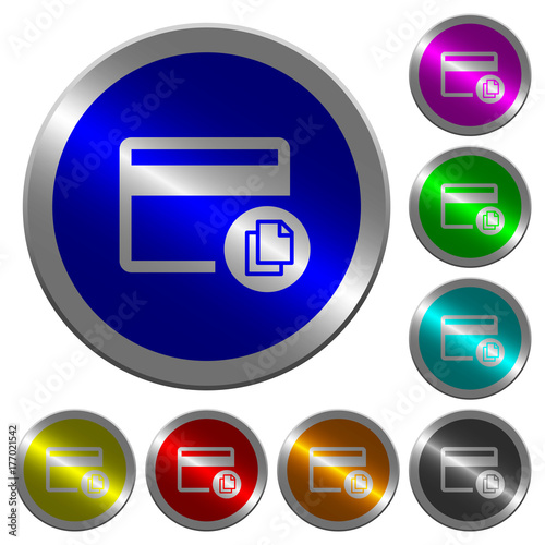Credit card transaction templates luminous coin-like round color buttons