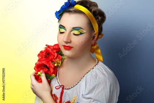 Beautiful Woman with Flowers photo